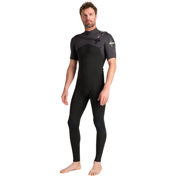 2026 C-Skins Heren NuWave Session Lite 2/2mm Borst Ritssluiting Short Arm Wetsuit C-NSEL22SAM - Black / Meteor